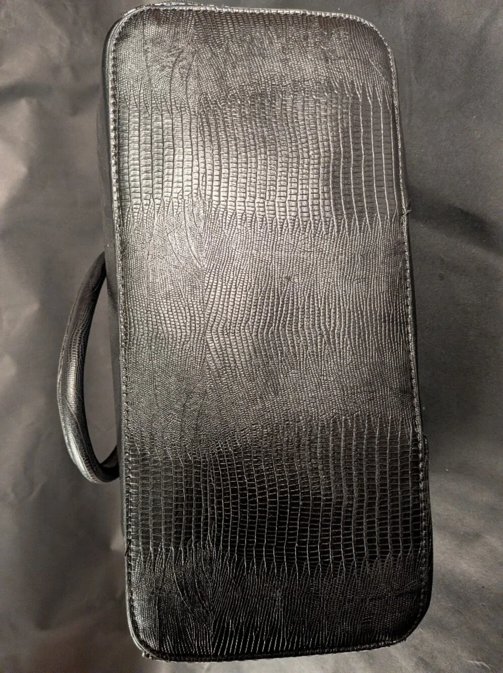 MMS Black Faux Leather Purse with White Print on the sides